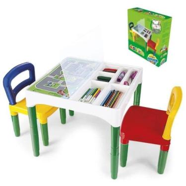 Imagem de Mesa Mesinha Infantil Didática Educativa Com 2 Cadeiras - Poliplac
