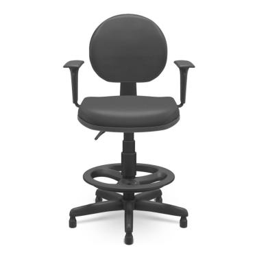 Imagem de Cadeira Caixa Executiva Back System Couro Preto Plaxmetal