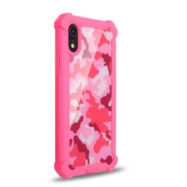 Imagem de PC TPU Phone Case para iPhone 14 13 11 12 Pro XS Max Mini XR X 6 6S 7 8 Plus SE Capa à prova de choque, capa rosa camuflada, para iPhone 5 5S SE