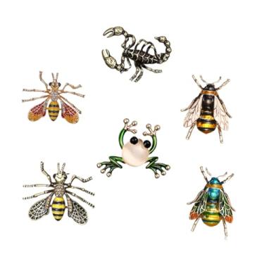 Imagem de PACKOVE 6 Unidades broche de abelha decoração vintage alfinete de lapela criativo decoração de alfinete de peito broche estilo retrô Animais pequenos buquê PIN decorar liga (ferro)