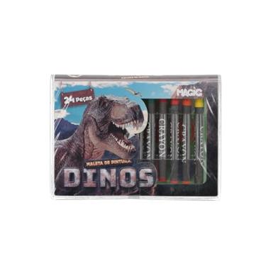 Imagem de Maleta Kit de Pintura Infantil Escolar com 24 Peças Dinossauro