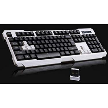 Imagem de Teclado sem fio USB KANBUN, teclado de tamanho completo com teclado numérico Notebook Desktop Computador Home Office Teclado para jogos (cor: prata)