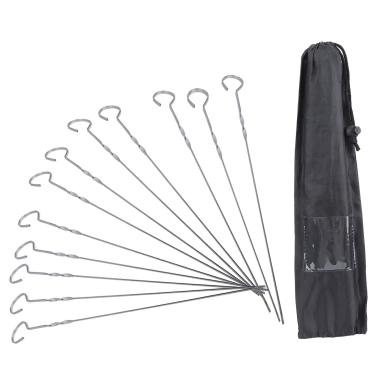 Imagem de espetos de kebab de metal de 14 polegadas,Espetos de kabob, conjunto de espetos de grelha reutiliz¨¢veis ??de shish kebob, pacote de 12 com saco de armazenamento, para grelhar carne camar?o frang