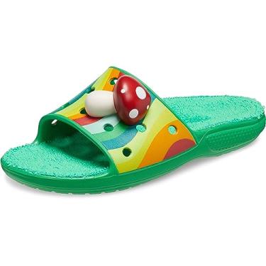 Imagem de Crocs Sandália unissex clássica gráfica deslizante, verde grama, 35 masculina, Verde grama, 36