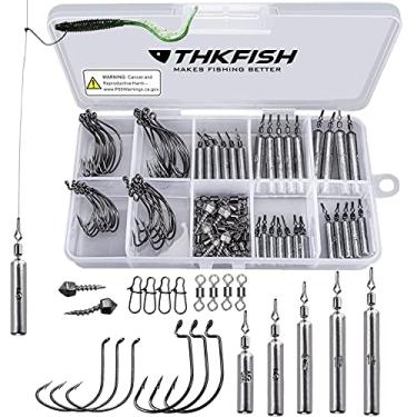 Imagem de THKFISH Pesos de pesca Chumbada de pesca Pesos Drop Shot Kit de Pesos de Pesca Drop Shot Rig Ganchos Malucos Ganchos Offset Equipamento de Pesca C-103pcs