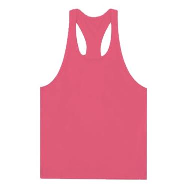 Imagem de Camiseta de compressão masculina Active Vest Body Building Slimming Workout nadador Muscle Fitness Tank, Rosa vermelha, M