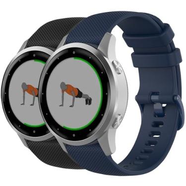 Imagem de Nacorulu Pulseira compatível com Garmin Vivoactive 4S, pulseira de substituição de silicone macio de 18 mm para smartwatch Garmin Vivomove 3S/Venu 3S 2S/Forerunner 265S 255S (pacote com 2) (preto