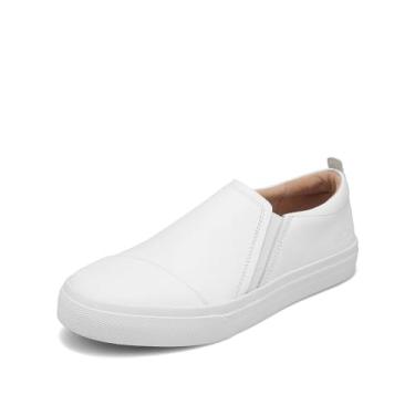 Imagem de Taos Tênis Twin Gore Lux Slip-On – Slip Ons de couro luxuoso com curvas e pods palmilha removível com suporte de arco e suporte metatarso para conforto e estilo o dia todo, Branco, 37