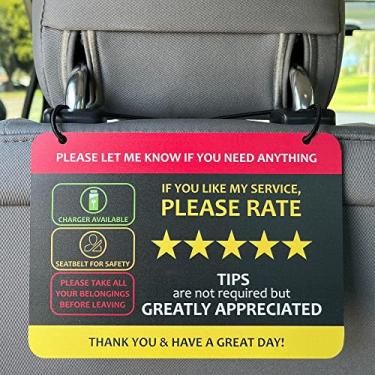 Imagem de Nebudo Compatível com Lyft & Uber (pacote com 2) Ponteiras Avaliadas Acessórios de Rideshare – 17,8 cm x 12,7 cm – Placa de apoio de cabeça de acrílico interior – Rate Me Tip Não Fumar para Passeios 5