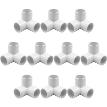 Imagem de YSIL Conexões de PVC de 3,5 cm, conector de grau de móveis de cotovelo de 3 vias para estrutura e moldura de PVC DIY, serve para tubos de PVC de 40 cm (pacote com 10)