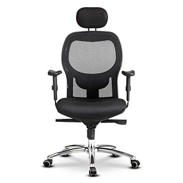 Imagem de Cadeiras de escritório ergonômicas, cadeiras de escritório com apoio de braço ajustável, apoio lombar, encosto de cabeça e malha respirável para a pele, preta