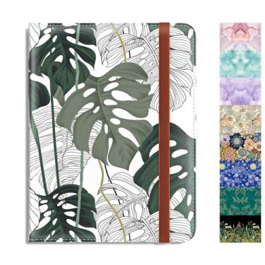 Imagem de Rimilak Porta-passaporte, carteira de passaporte com bloqueio de RFID com janela transparente para passagem aérea, protetor organizador de documentos de viagem de couro para mulheres e homens, Plantas