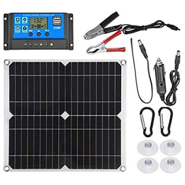 Imagem de Kit de painel solar de 25 W, 10-60A 5V 18V Painel solar monocristalino com controlador de carga solar para barco de carro Controlador de tela LCD Controlador 60A externo à prova d'água, cont