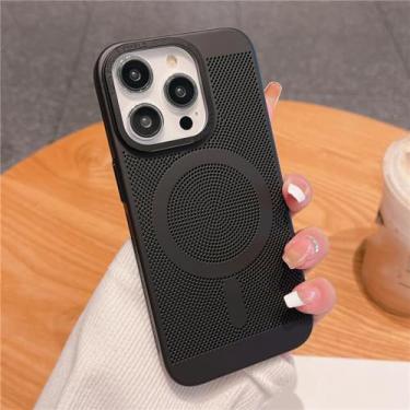Imagem de Capa magnética de grade de malha de dissipação de calor ultrafina para iPhone 15 13 12 14 11 Pro Max Matte Hard Steel Magsafing Cove, preta, para iPhone 13 Pro