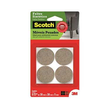 Imagem de 3M, Feltro Sintético Adesivo para Móveis Pesados Scotch, Redondo, Marrom, Médio, 8 Unid...