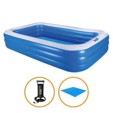 Imagem de Piscina Inflável Retangular Azul 712 Litros Pvc com Bomba e Forro Vg+