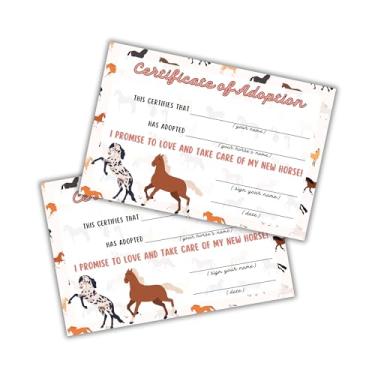 Imagem de Lashicorn Certificado de adoção de cavalo | Pacote com 30 animais de pelúcia 10 x 15 cm Adote um Potro de Pônei Fazenda Festa de Aniversário Bebê Vaca Bezerro Favor Presente de Crianças