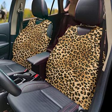Imagem de GOSTONG Conjunto de 2 coletes de capa de assento de carro com estampa de leopardo e acessórios para automóveis, protetores de almofada, ajuste universal, serve