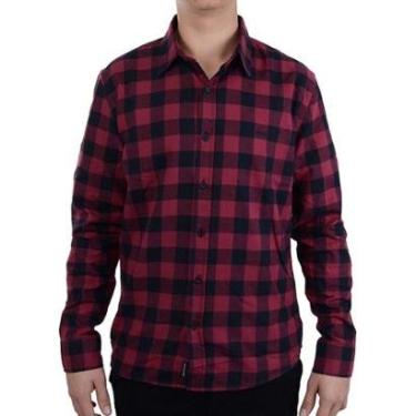 Imagem de Camisa Masculina King&Joe ML Flanela Slim Bordô - CS22248-Masculino