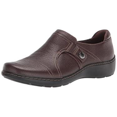 Imagem de Clarks Mocassim feminino Cora Poppy, Marrom escuro polido, 11 Wide