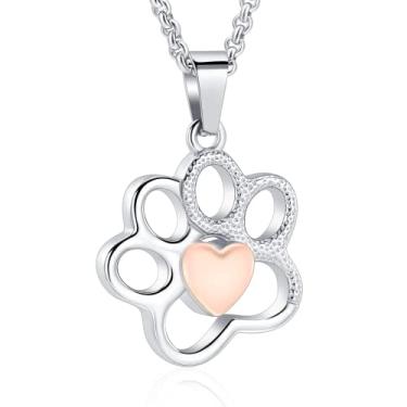 Imagem de NUISO Joias de cremação para animais de estimação para cinzas para cão/gato cinzas urna de lembrança colares pingente para mulheres homens presentes de lembrança de aço inoxidável, As shown, aço