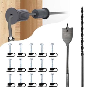 Imagem de MYZHRE Kit de roteamento de cabos Starlink, kit de instalação de cabo Starlink, acessórios de montagem Starlink, 2 ilhós, broca de pá de 2,5 cm, broca de 5/40.6 cm, 15 grampos de parede (cinza)