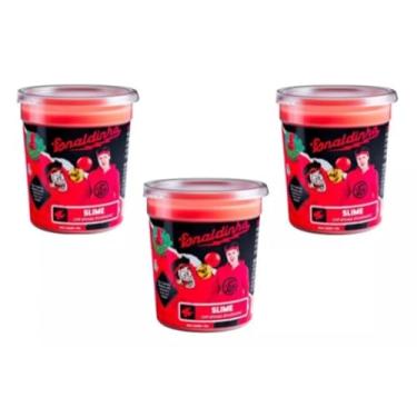 Imagem de Kit de Slime Enaldinho Lojas Q2 Vermelho com Bolinha Surpresa - 3 Potes Biodegradáveis para Crianças Unissex