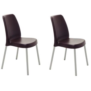 Imagem de Kit 2 Cadeiras Vanda em Polipropileno Marrom com Pernas de Alumínio Tramontina 92053/919