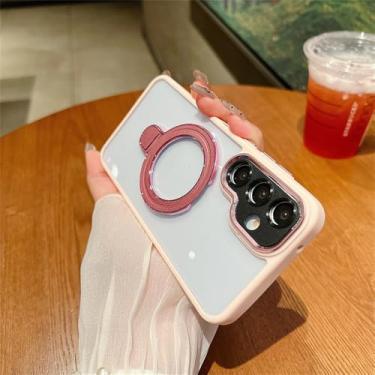Imagem de Capa magnética transparente com suporte para celular, capa para samsung galaxy a54 a34 a14 a15 a25 a35 a55 a13 a12 a05, rosa, para galaxy a13
