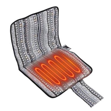 Imagem de Almofada de assento aquecida, assentos de estádio aquecidos dobráveis e portáteis Almofada de arquibancada aquecida recarregável sem fio com 3 marchas e almofada de aquecimento