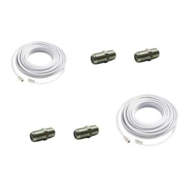 Imagem de Kit 2 Cabos Rg6 Com 10Mts Montado C/4 Emendas F - Gold - New Line Cabl