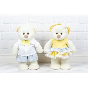 Imagem de PELUCIA CASAL URSO AMORE DE NATAL - PARA DECORAÇÃO E CHÁ REVELAÇÃO (Chá Revelação Cinza e Amarelo - Pelúcia Palha)