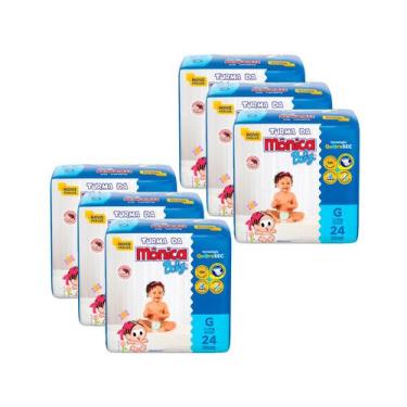 Imagem de Kit Fralda Turma da Mônica Baby Tam. G 7 a 11kg - 6 Pacotes com 24 Uni