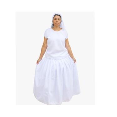 Imagem de Roupa de Umbanda Candomblé Feminino Conjunto de Ração Camisu e Saia - 