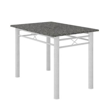 Imagem de Mesa de Jantar Retangular 4 Lugares Tampo em Granito Copa Cozinha Vito