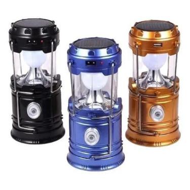 Imagem de Lampião Lanterna Luminária Carregador Solar Camping Usb Led - toys