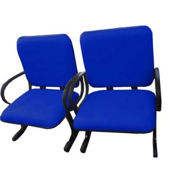 Imagem de 02 Cadeiras para Escritório para Obesos até 250kg Azul - Design Office