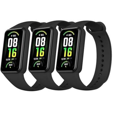 Imagem de LIANCGJUE Pacote com 3 pulseiras de TPU macio compatíveis com Amazfit Band 7 Fitness & Health Tracker, alças esportivas de substituição respiráveis ajustáveis para mulheres e homens, 0.5", Silicone,