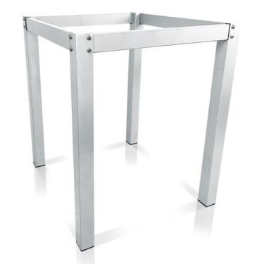 Imagem de Base De Mesa Retangular Olten Branco P/ Tampos de 0,80m Vidro Pedra e 