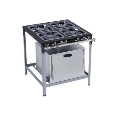Imagem de Fogão Industrial 4 Bocas 30X30 com Forno S2000 Metalmaq, Gás de Botijã
