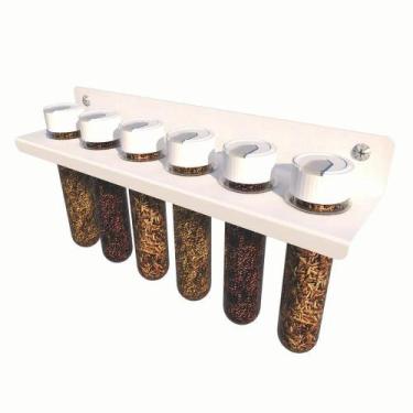 Imagem de Kit 6 Potes Tempero Condimentos Suporte Cozinha - DiCarlo, Branco