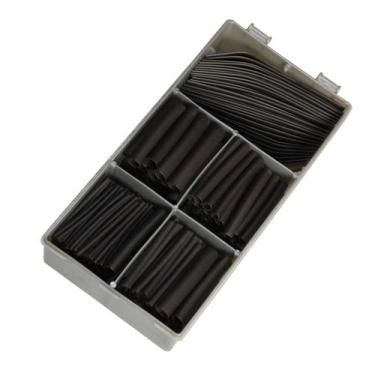 Imagem de Espaguete Isolante Termo Retrátil 330 Pçs Pretos C/ Estojo - DS Compan