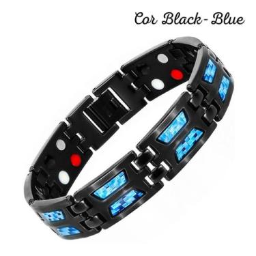 Imagem de Pulseira Magnética Simple Strength Grossa - YA Accessories, Black, Blu