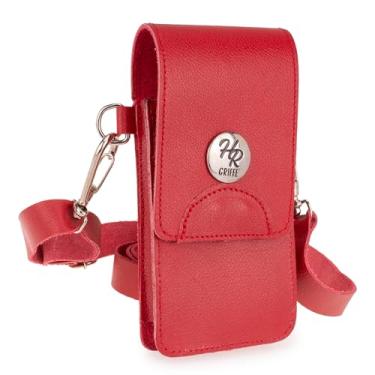 Imagem de Bolsa pequena Lateral Carteira Feminina Porta Celular Cartão 100% couro Legítimo C/fecho de imã (VERMELHO)