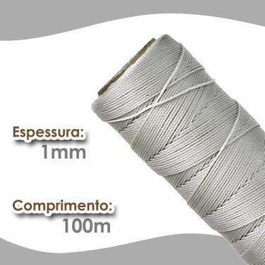 Imagem de Cordão Encerado 1mm - Fio Cordone Cinza - 100 Metros - Nybc