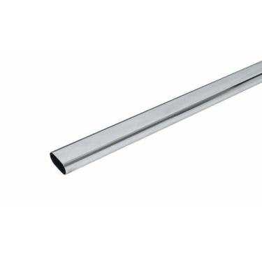 Imagem de Kit Tubo Cabideiro 40 a 95cm Oval Cromado com Suportes - GLE, 85cm