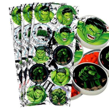 Imagem de 30 Adesivos redondo decoração Hulk festa aniversário - Regina festa