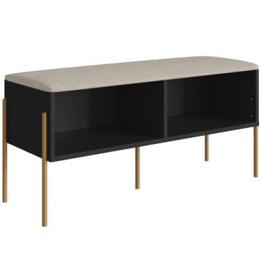 Imagem de Sapateira Banco Hall De Entrada Industrial Indy A03 Nero Dourado - Lya