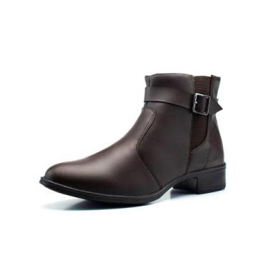 Imagem de Coturno feminino bota de salto baixo casual cano curto inverno confort