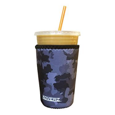 Imagem de Koverz – Capa isolante para bebidas frias, porta-copos de neoprene – Compatível com Starbucks & McDonald's Coffee – camuflado médio preto